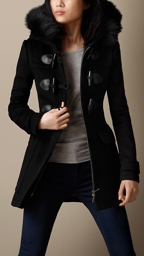 Fur Trim Fitted Duffle Coat | Fashion, Duffle coat, Clothes Fur Trim Fitted Duffle Coat | Fashion, Duffle coat, Clothes