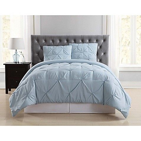 Truly Soft Pleated Twin Xl Comforter Set In Light Blue With