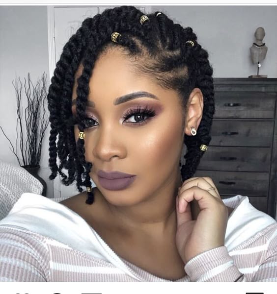 Box Braid Pixie with Center Part
