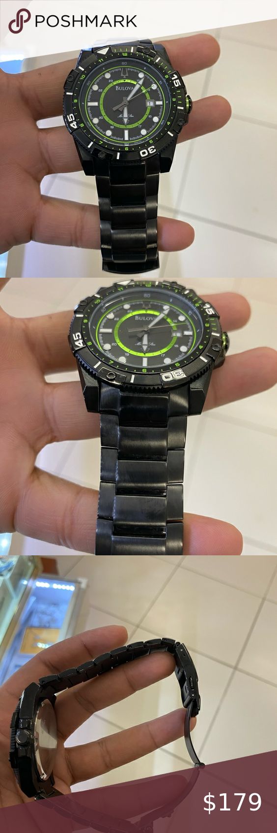 Bulova Marine Star Men S Watch Used But Excellent Condition Bulova Marine Star 100m Watch Stainless Steel Water Resistant B4 Bulova Men Mens Accessories