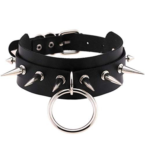 Goth Collar 2 Inch Spiked Collar Faux Leather Spiked Punk