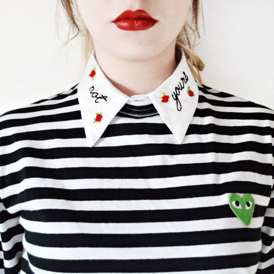 No tuyo desmontable bordado Peter Pan Collar falso feminista