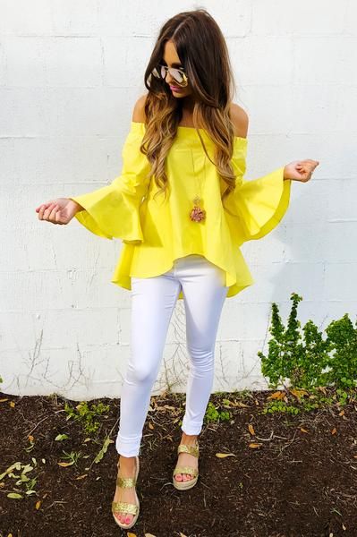 Yellow loose tops