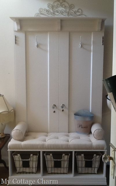 My Cottage Charm How To Build A Coat Rack Bench From Old Doors My Cottage Charm How To Build A Coat Rack Bench From Old Doors Full Tutorial Mudroom Pinterest Racks And