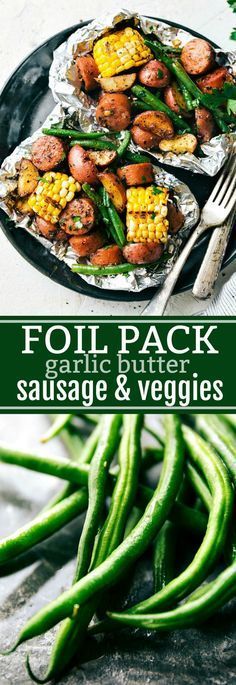 Foil Pack Garlic Butter Sausage & Veggies