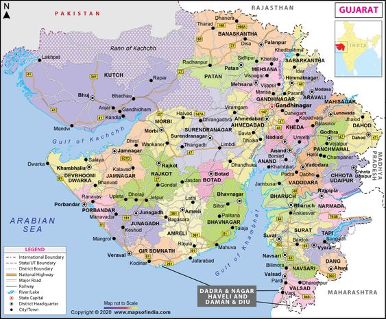 Find interactive map of Gujarat which is the western most state of India. Also, get to know information and facts about the state of Gujarat.