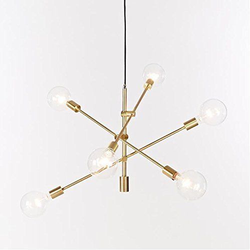 BONLICHT Modern Sputnik Chandelier Lighting 6 Lights Brushed Brass Chandelier Mid Century Pendant Lighting Gold Ceiling Light Fixture for Hallway Bar BONLICHT Modern Sputnik Chandelier Lighting 6 Lights Brushed Brass Chandelier Mid Century Pendant Lighting Gold Ceiling Light Fixture for Hallway Bar