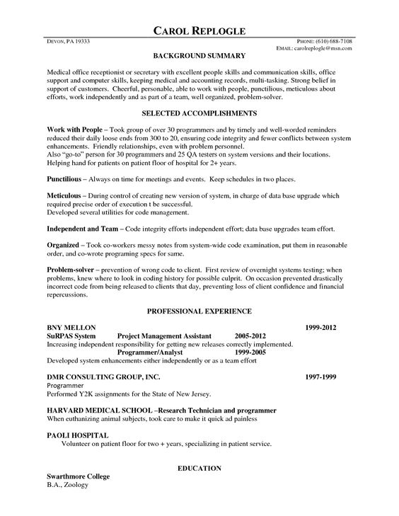 Receptionist resume is relevant with customer services field - medical office receptionist resume Receptionist resume is relevant with customer services field - medical office receptionist resume