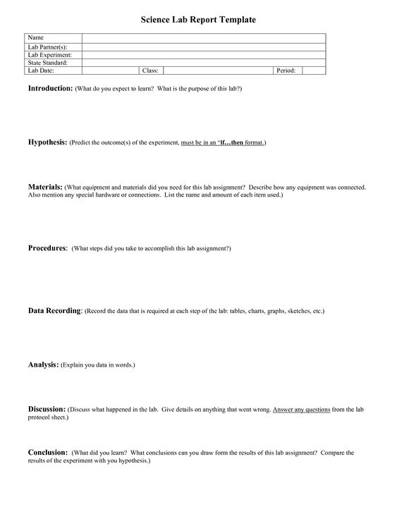 SCIENCE Lab Report Template for older students Science - chemistry lab report SCIENCE Lab Report Template for older students Science - chemistry lab report