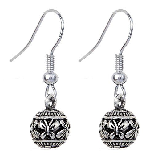 Un PAR PLATA TIBETANA Colgantes Mariposa Gancho Gancho Pendientes nuevo.
