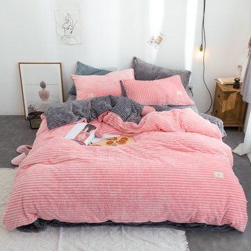 3 4 Pcs Coral Fleece Bedding Set Winter Soft Full Queen King Size Quilt Cover Bed Sheet Pillowcase Bed Linens Luxury Bedding Sets Luxury Duvet Covers