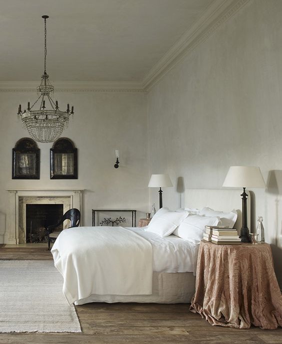 Bedroom in Rose Uniacke's Classic Designed Minimal Home in London. #bedroom #serene #oldworld