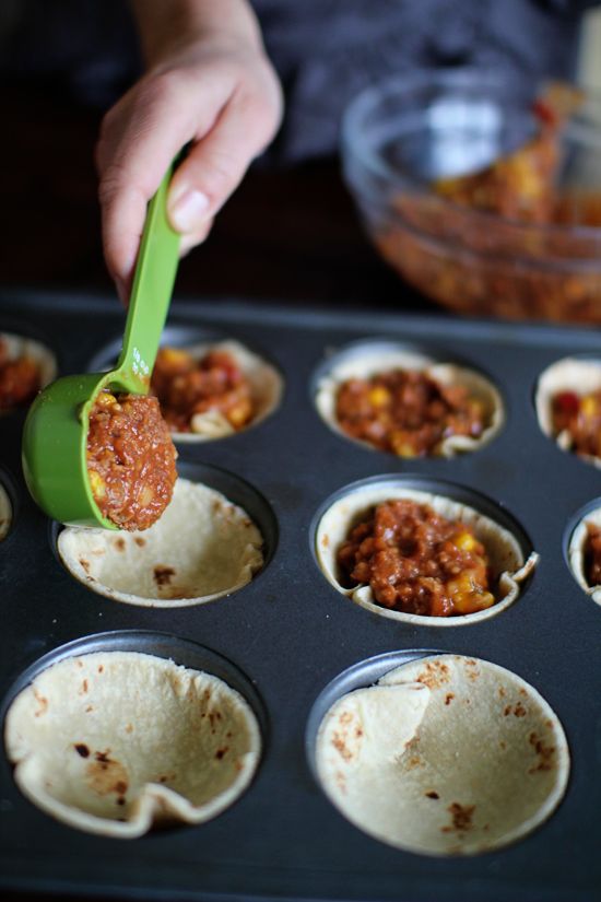 Mini Mexican Pizzas - 3-4 large tortilla’s, 1 cup cooked lean ground turkey, 1/2 cup salsa, 2 tsp dry taco seasoning, 1/2 cup low fat refried beans, 1/2 cup low fat shredded cheese