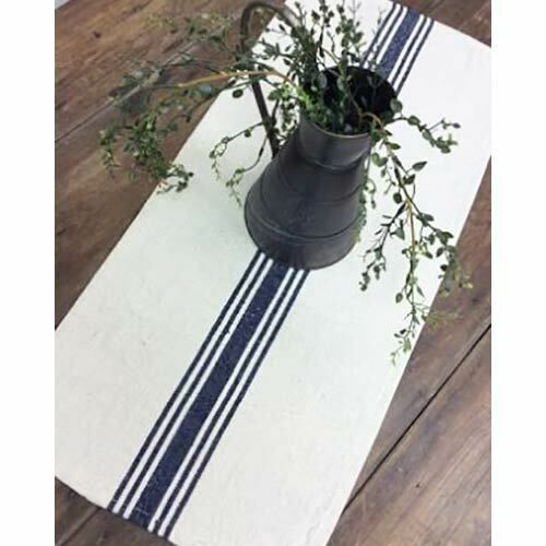 NAVY and BEIGE 14" x 56" Farmhouse Primitive Cotton Grain Sack Table Runner NAVY and BEIGE 14" x 56" Farmhouse Primitive Cotton Grain Sack Table Runner