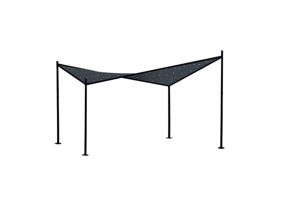 Tonnelle avec toile tendue "Ciel étoilé" - Dim. (L x l x H) 350 x 350 x 209/280 cm