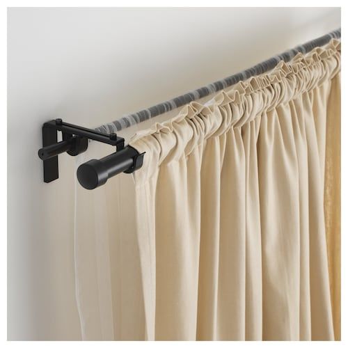 Hugad Gardinstang Sort 120 210 Cm Ikea Double Rod Curtains Curtain Rods - 120 Inch Curtain Rod Ikea