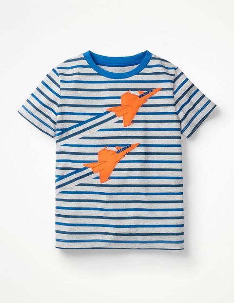Oshkosh Boys Short Sleeve Embroidered Chest Striped Tee 6 Grey