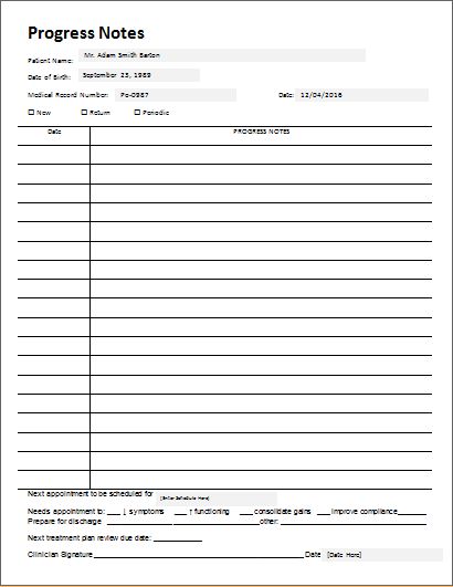 pin by alizbath adam on health forms notes template sample progress note