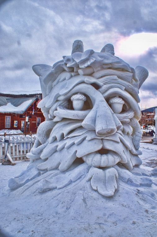 forest inspired face snow sculpture #snowSculpture #snow #winter #sculpture #face