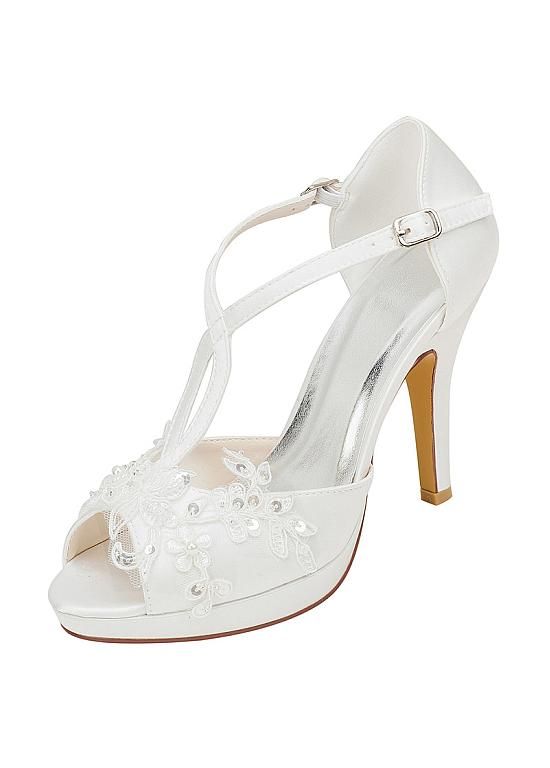 Buy Discount Beautiful Satin Upper Peep Toe Stiletto Heel Wedding