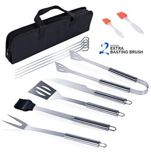 Masthome Kit Ustensiles Barbecue en Acier Inoxydable Lot de Kit de couverts pour barbecue 3 pièces accessoires grill BBQ