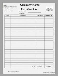 Petty Cash Template Business Budget Template Templates Printable Free Cash Budget