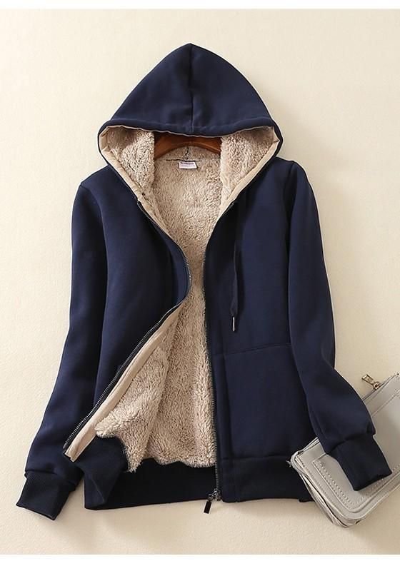 Flygo Mens Classic Sherpa Lined Full Zip Up Hoodies Sweatshirt Jacket Outwear