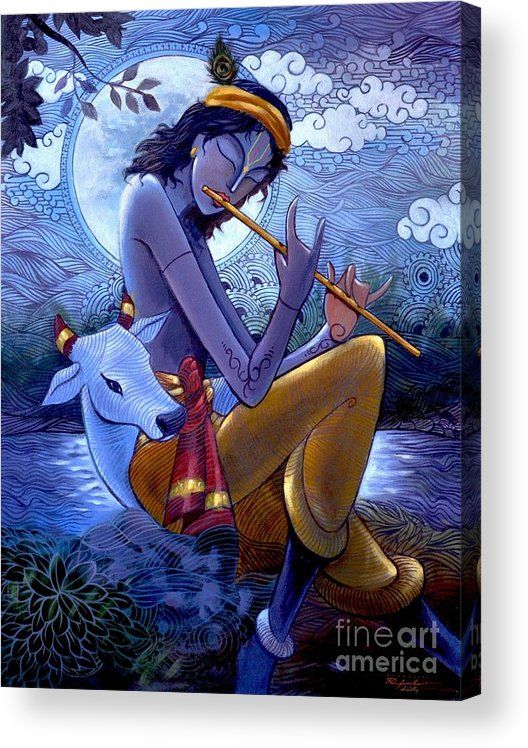 Krishna Acrylic Print by Rajesh babu Ponnayyan