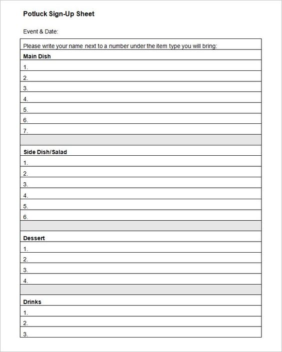 bake sale sign up sheet template
