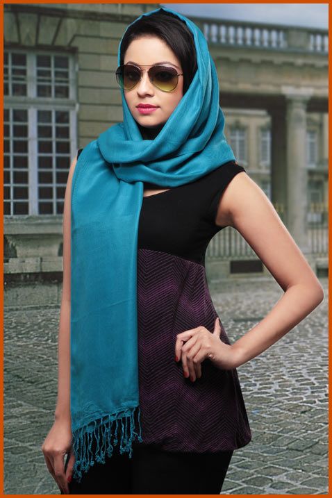 Turquoise Blue Cotton Scarf Online Shopping AUF10 Utsav fashion