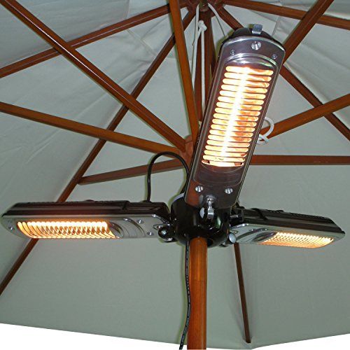 Outsunny Electric Umbrella Parasol Mounted Infrared Heater 1500w Patio Gazebo Outdoor Use Heaters Fire Sense Patio Heater Outdoor Heaters, Outdoor Electric Patio Umbrella Heater