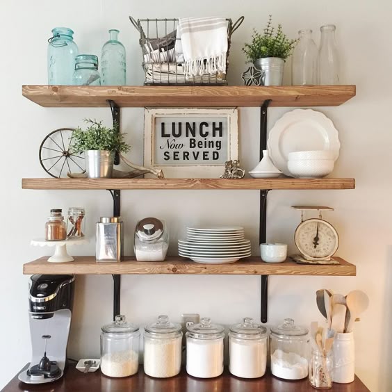 Open shelving in the kitchen