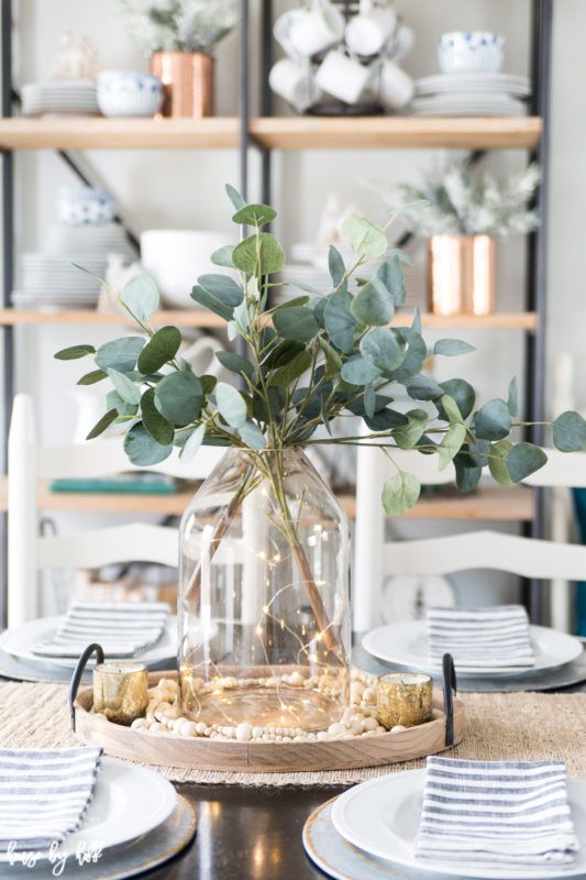 Gray And White Kitchen For Winter House By Hoff Dining Table Centerpiece Dining Room Table Centerpieces Dining Room Table Decor