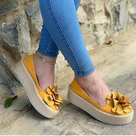 Details about / Womens Casual Wedge Heels Slip on Pumps Canvas Ladies Shoes Girls Loafer Shoes