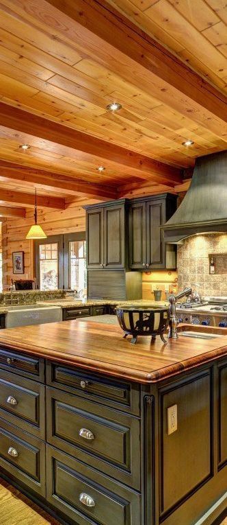 Pine And Hickory Cabinets Log Home Kitchens Knotty Pine Kitchens Kitchen Ideas Remodeling Log Home Kitchens Cabin Kitchens Log Cabin Kitchens
