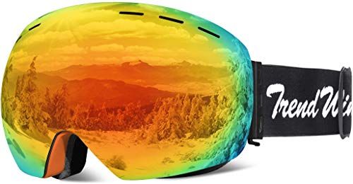 YAKAON OTG Ski Goggles UV Protection Snowboard Goggles Frameless Spherical Anti-Fog Lens for Men Women Yout