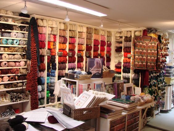 De Afstap, with lots of knitting and other needlecraft stuff in the center of Amsterdam