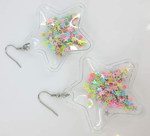 Silver-Tone Black and Multi-Color Confetti Glitter Glass Stud Earrings 1//2 Round