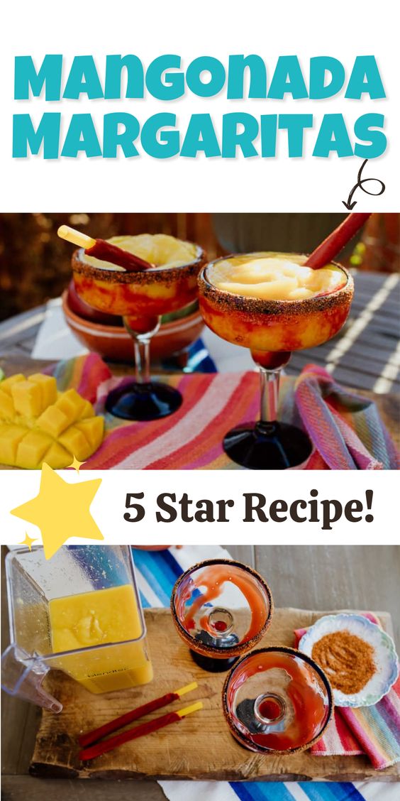 Mangonada Margaritas in two glasses.