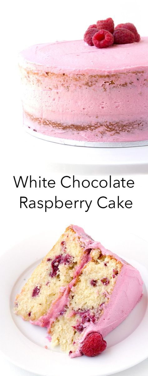 This is the BEST White Chocolate Cake I've ever had! With a creamy raspberry buttercream and two layers of buttery white choc cake, it's the perfect dessert for sharing! Recipe from sweetestmenu.com #cake #whitechocolate #raspberry #dessert