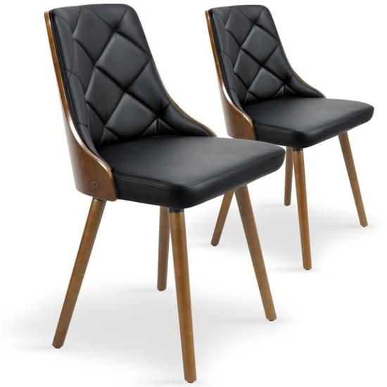 Lot de 2 chaises scandinaves Lalix Bois Noisette et Noir Lot de 2 chaises scandinaves Lalix Bois Noisette et Noir