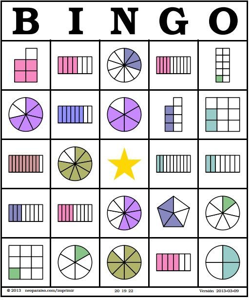 Matemáticas - Bingo de Fracciones - Sexto Grado de Primaria