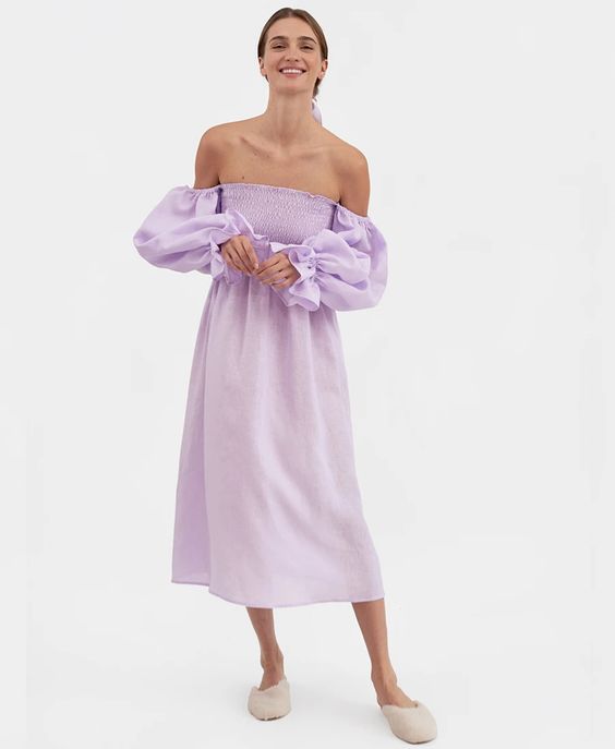 Atlanta Linen Dress in Lavender, £245, Sleeper at Studio B