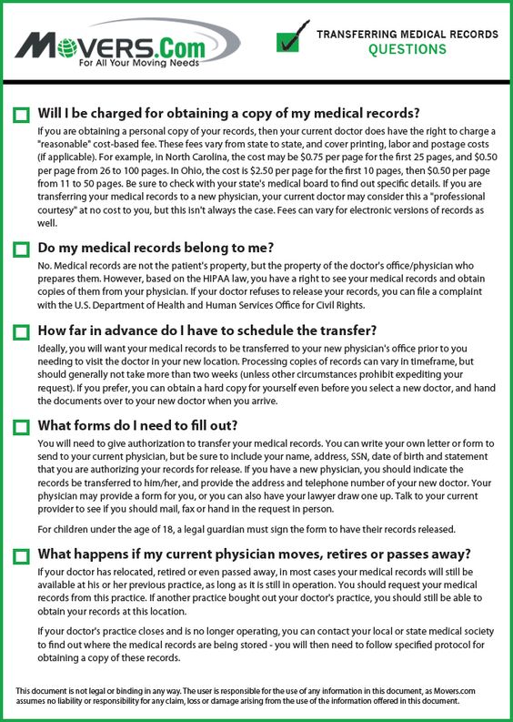 Movers - Free Medical Records Checklist download - transfer request form Movers - Free Medical Records Checklist download - transfer request form