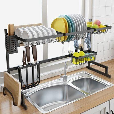Pahayu Drying Kitchen Stainless Steel Adjustable Dish Rack Home Decor Kitchen Kitchen Interior Home Kitchens