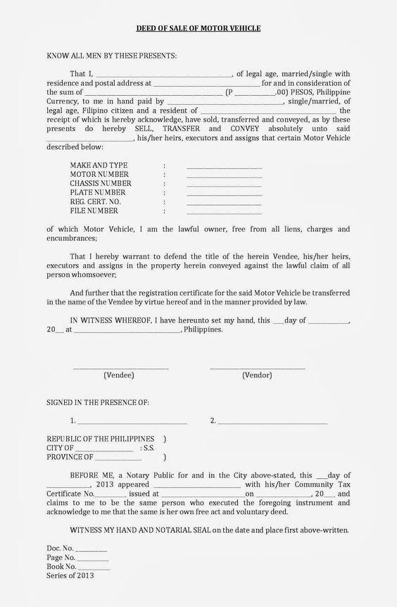Deed Sale Motor Vehicle Template Claim Form Pdf Word Eforms Free - notary template Deed Sale Motor Vehicle Template Claim Form Pdf Word Eforms Free - notary template