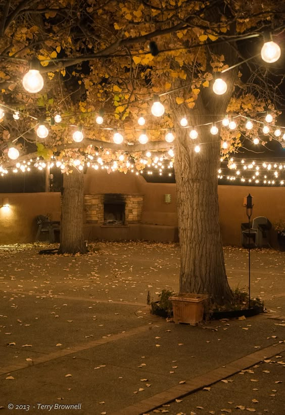 String lighting with outdoor fireplace Source: Tumblr