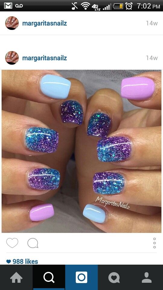 Ombre Nails Kit Review Pastel Pink With Dark Purple Gradient Nail Design Ombre Nails Purple Nails Pretty Nails