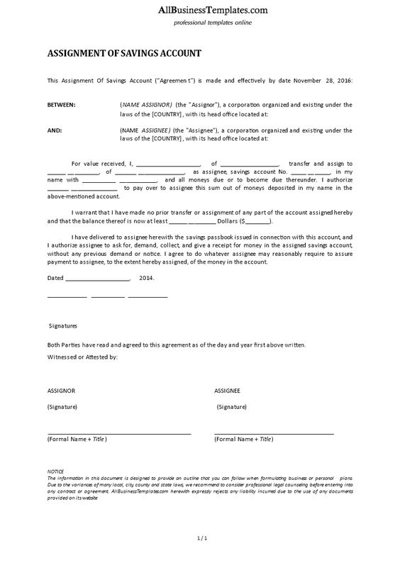 Assignment Of Savings Account Form - Assignment Of Savings Account - new customer account form template Assignment Of Savings Account Form - Assignment Of Savings Account - new customer account form template
