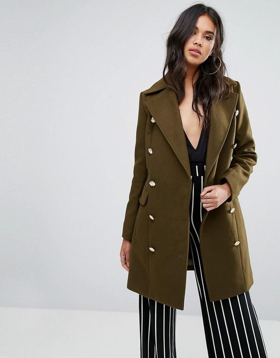 Boohoo Double Breasted Military Coat